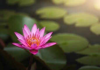 Serene Pink Water Lily in a Pond Nature's Tranquil Beauty