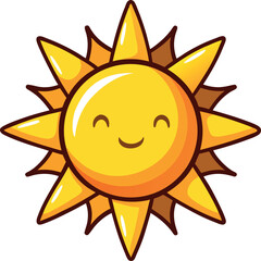 Vector Illustration of Sun with Stylized Rays – Radiant Sun Design for Weather Icons, Summer Projects, and Seasonal Graphic Elements