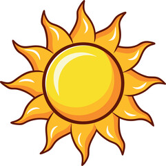 Vector Illustration of Sun with Stylized Rays – Radiant Sun Design for Weather Icons, Summer Projects, and Seasonal Graphic Elements
