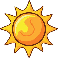Vector Illustration of Sun with Stylized Rays – Radiant Sun Design for Weather Icons, Summer Projects, and Seasonal Graphic Elements