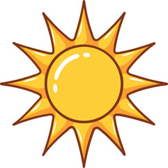 Vector Illustration of Sun with Stylized Rays – Radiant Sun Design for Weather Icons, Summer Projects, and Seasonal Graphic Elements