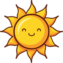 Vector Illustration of Sun with Stylized Rays – Radiant Sun Design for Weather Icons, Summer Projects, and Seasonal Graphic Elements