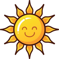 Vector Illustration of Sun with Stylized Rays – Radiant Sun Design for Weather Icons, Summer Projects, and Seasonal Graphic Elements
