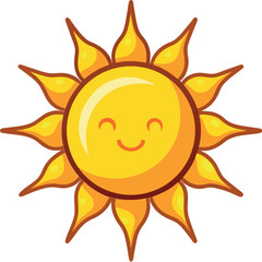 Vector Illustration of Sun with Stylized Rays – Radiant Sun Design for Weather Icons, Summer Projects, and Seasonal Graphic Elements