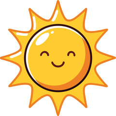 Vector Illustration of Sun with Stylized Rays – Radiant Sun Design for Weather Icons, Summer Projects, and Seasonal Graphic Elements