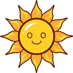 Vector Illustration of Sun with Stylized Rays – Radiant Sun Design for Weather Icons, Summer Projects, and Seasonal Graphic Elements