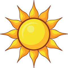 Vector Illustration of Sun with Stylized Rays – Radiant Sun Design for Weather Icons, Summer Projects, and Seasonal Graphic Elements