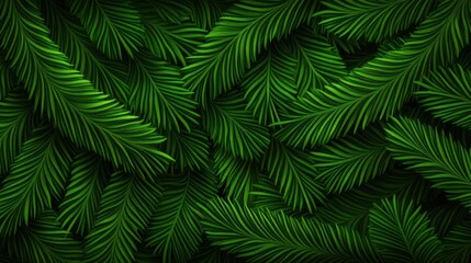 Lush Green Palm Fronds Background Texture