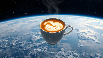cup of coffee on a dark background