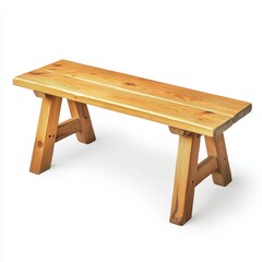 Fototapeta premium Wooden bench seat furniture isolated on white background