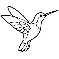 Simple Hummingbird in Continuous Line Vector