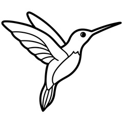 Simple Hummingbird in Continuous Line Vector