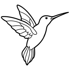 Simple Hummingbird in Continuous Line Vector