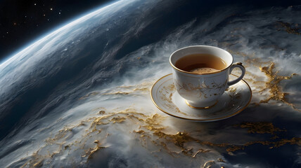 cup of coffee on a dark background