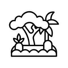 Outline tree palm icon vector nature island landscape tropical beach summer plant graphic design