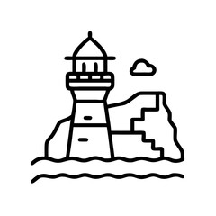 Lighthouse vector illustration beacon tower light sea ocean coast maritime navigation safety guide cliff island