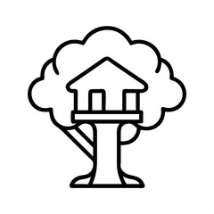 Illustration of tree house treehouse birdhouse bird house nature outdoor design vector art line art
