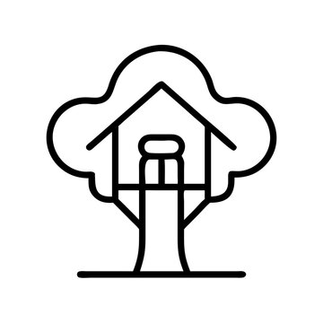 recommend clip art: Illustration of a tree house, treehouse, tree, house, nature, outdoor, childhood, and adventure icon