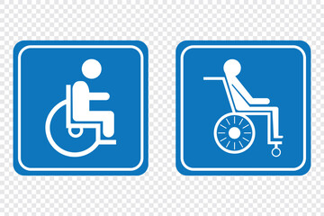 Disabled icons, Wheelchair symbols, handicapped access signs set. Wheelchair, handicapped access sign or symbols. Disabled handicap icons. Wheelchair icon symbol set.