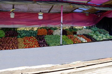Candy, Sri Lanka - February 8, 2025: market stalls along the street