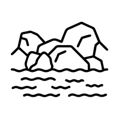 Outline rock formation in water vector illustration landscape nature graphic design rockscape scenery rock