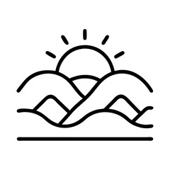 Sunrise landscape mountain vector illustration graphic design nature sun outline art scenic view hillscape