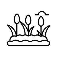 Outline cattails vector, reeds icon, nature illustration, wetland plants, swamp flora graphic design