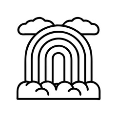 Rainbow illustration vector graphic with clouds weather nature sky design element art line drawing