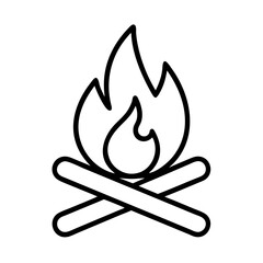 Campfire fire flame bonfire camping wood burn heat hot light danger outdoor blaze icon vector