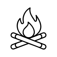 Illustration of campfire bonfire flame fire wood logs burning heat warmth outdoor adventure icon symbol