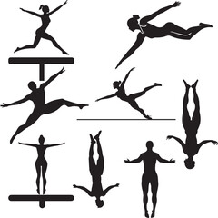 Gymnast on Balance beam silhouette vector