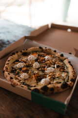 Pizza box takeaway fast food, Italian toppings