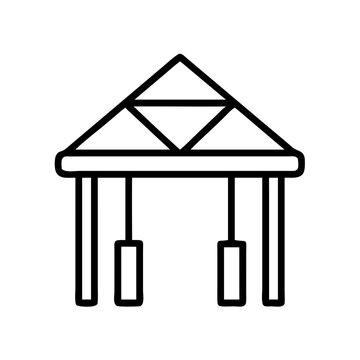 recommend clip art: Illustration of a simple gazebo structure with a triangular roof and support pillars outline