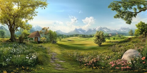 Serene landscape hdr view nature scene