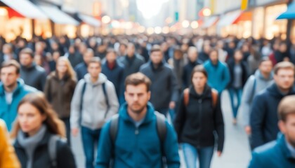 Blurry Crowd of People Walking City Street Urban Anonymous Commute