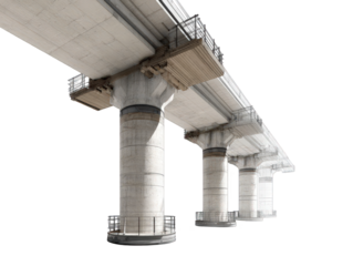 Elevated concrete structure isolated over png transparent background	