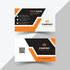 Modern, creative, and simple double-sided landscape orientation clean vector corporate business card template with black and yellow colour for business and personal use illustration design
