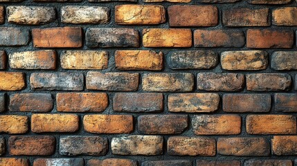 Rustic Orange and Brown Brick Wall Texture with Dark Mortar