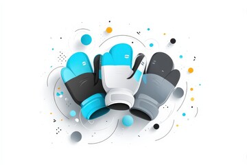 Colorful Boxing Gloves with Abstract Shapes and Modern Design