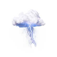 stormy lightning rain cloud isolated on transparent background