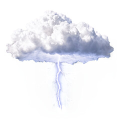 stormy lightning rain cloud isolated on transparent background