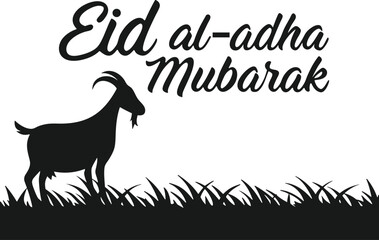 Eid Al-Adha Mubarak Greeting With Goat Silhouette. Eid Mubarak Silhouette.