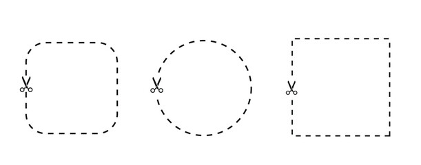scissors with cut lines.  scissors icons vector.