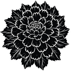 Black Dahlia Flower Silhouette Vector Art Design