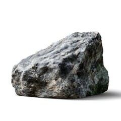 Fototapeta premium A large, textured rock or stone boulder isolated on a clean white background