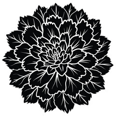 Black Dahlia Flower Silhouette Vector Art Design