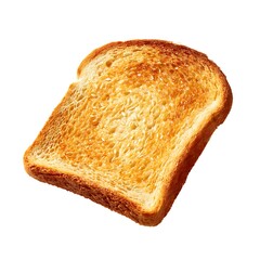 A single slice of golden brown toast bread, isolated on a clean white background