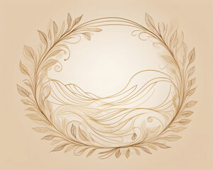 Elegant leaf and wave pattern creating a harmonious blend of nature-inspired art in warm earthy tones during a tranquil morning