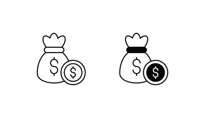 Money Bag icon design with white background stock illustration