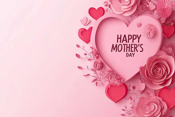 Pink Heart Shape Poster for Happy Mothers Day